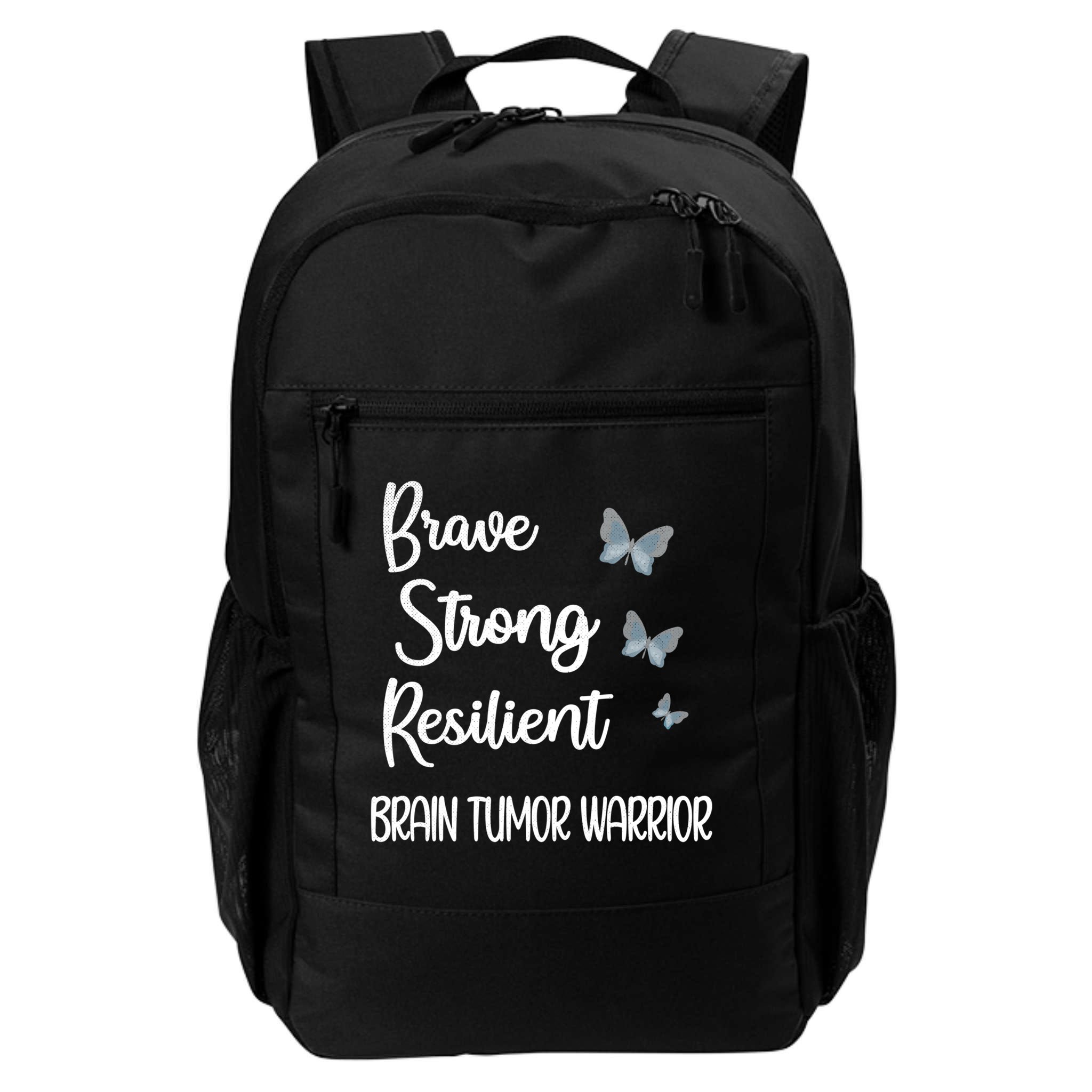 Brain Tumor Warrior Brain Cancer Awareness Gray Ribbon Gift Backpack