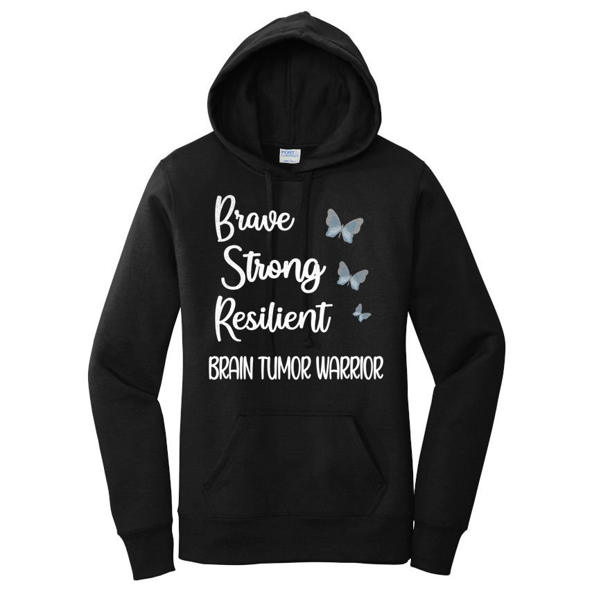 Brain Tumor Warrior Brain Cancer Awareness Gray Ribbon Gift Women's Pullover Hoodie