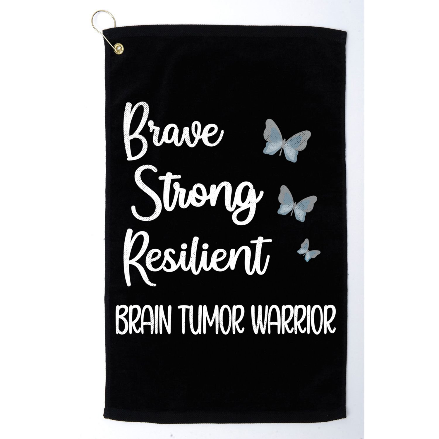 Brain Tumor Warrior Brain Cancer Awareness Gray Ribbon Gift Golf Towel