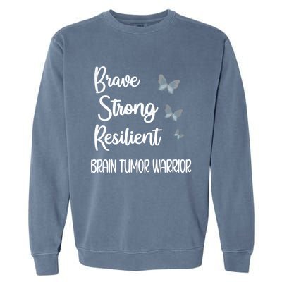 Brain Tumor Warrior Brain Cancer Awareness Gray Ribbon Gift Garment-Dyed Sweatshirt