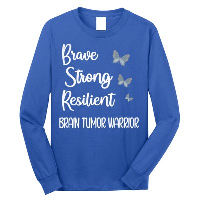 Brain Tumor Warrior Brain Cancer Awareness Gray Ribbon Gift Long Sleeve Shirt