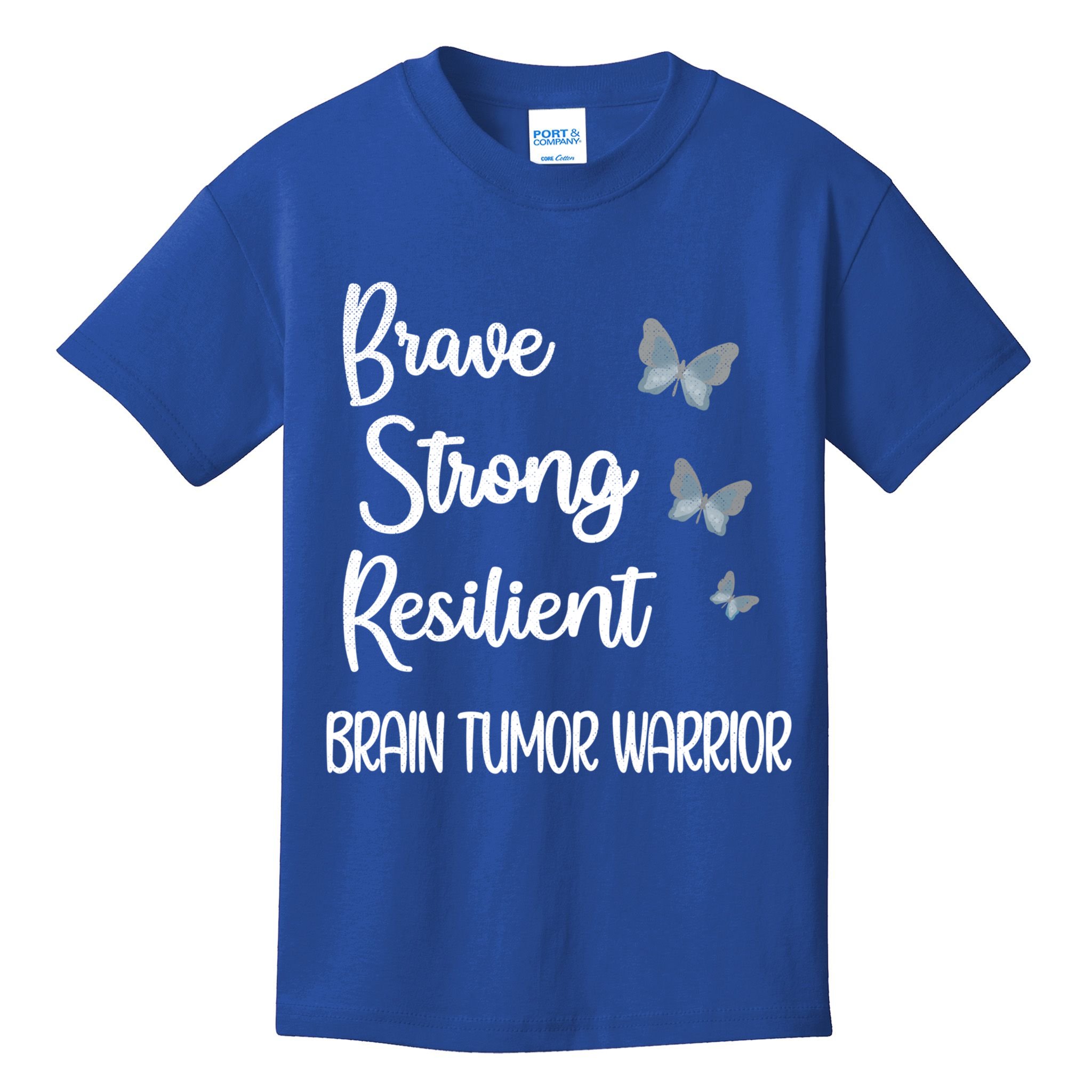 Brain Tumor Warrior Brain Cancer Awareness Gray Ribbon Gift Kids T-Shirt