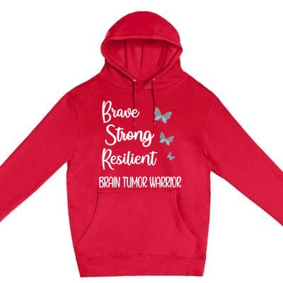 Brain Tumor Warrior Brain Cancer Awareness Gray Ribbon Gift Premium Pullover Hoodie