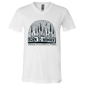 Born To Wander AmericaS National Parks Nature V-Neck T-Shirt