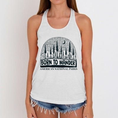 Born To Wander AmericaS National Parks Nature Women's Knotted Racerback Tank