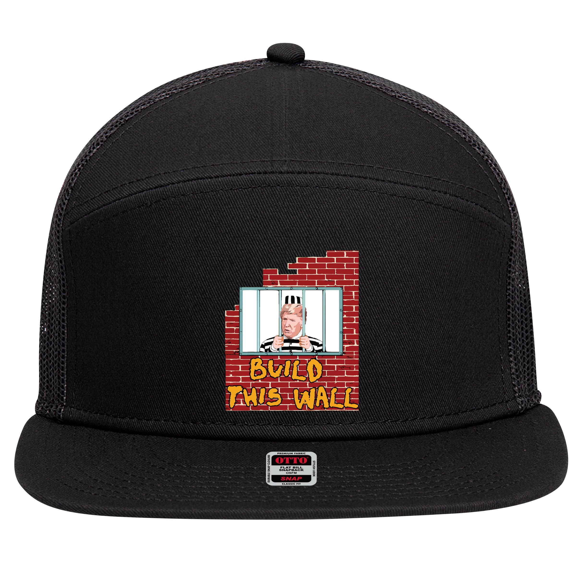 Build This Wall Lock Him Up Anti Trump Impeachment 45 7 Panel Mesh Trucker Snapback Hat