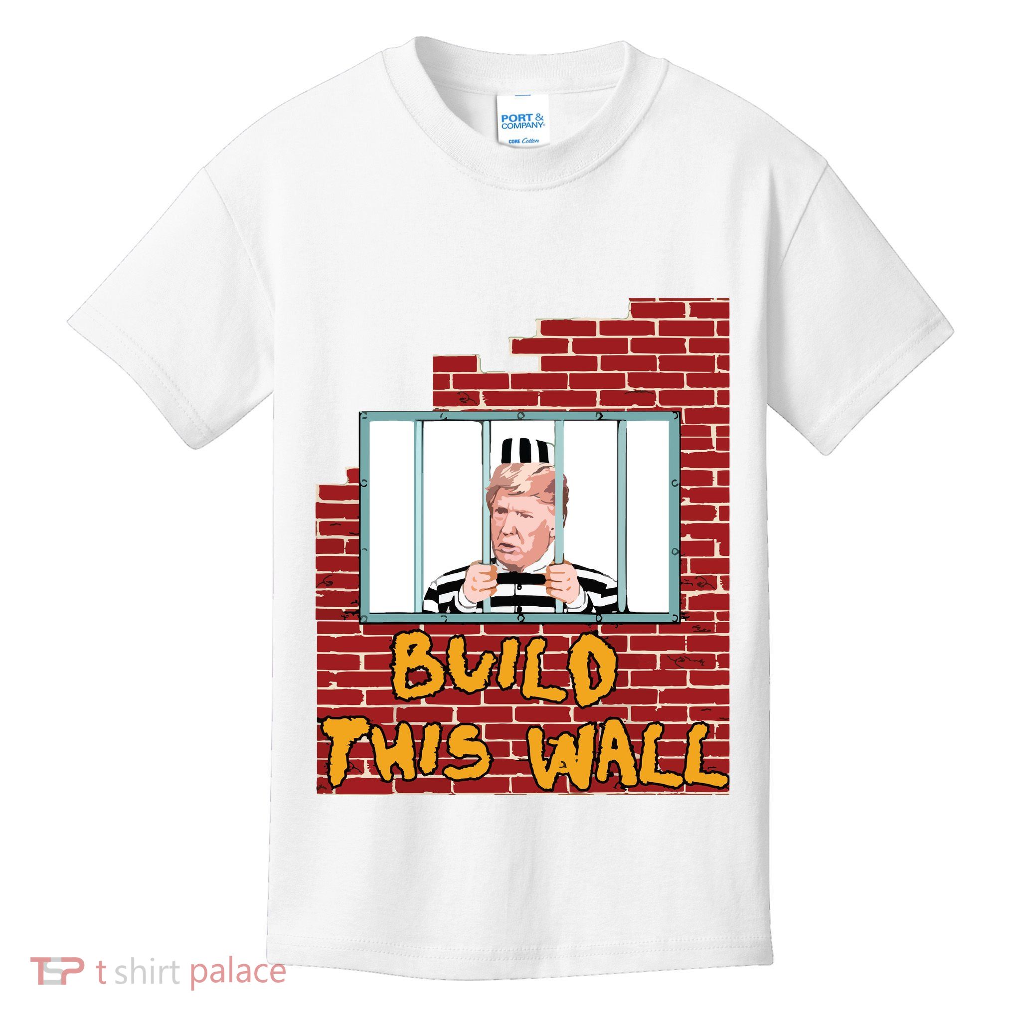 Build This Wall Lock Him Up Anti Trump Impeachment 45 Kids T-Shirt