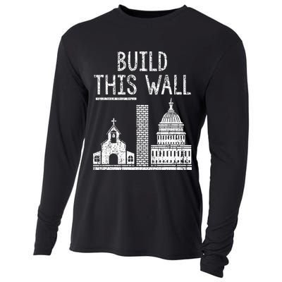 Build This Wall Ironic Separate Church And State Premium Cooling Performance Long Sleeve Crew