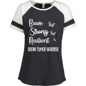 Brain Tumor Warrior Brain Cancer Awareness Gray Ribbon Funny Gift Enza Ladies Jersey Colorblock Tee