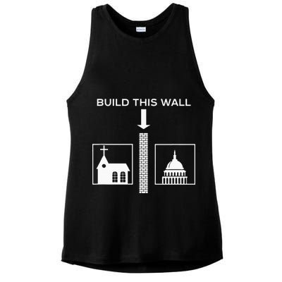 Build This Wall Ironic Separate Church And State Funny Ladies PosiCharge Tri-Blend Wicking Tank