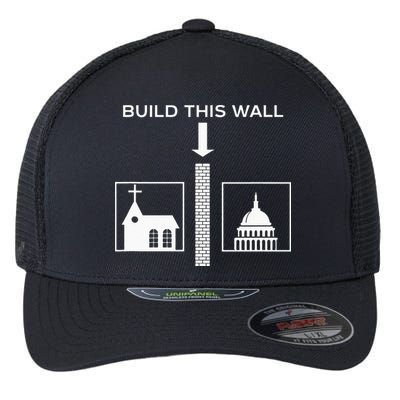 Build This Wall Ironic Separate Church And State Funny Flexfit Unipanel Trucker Cap