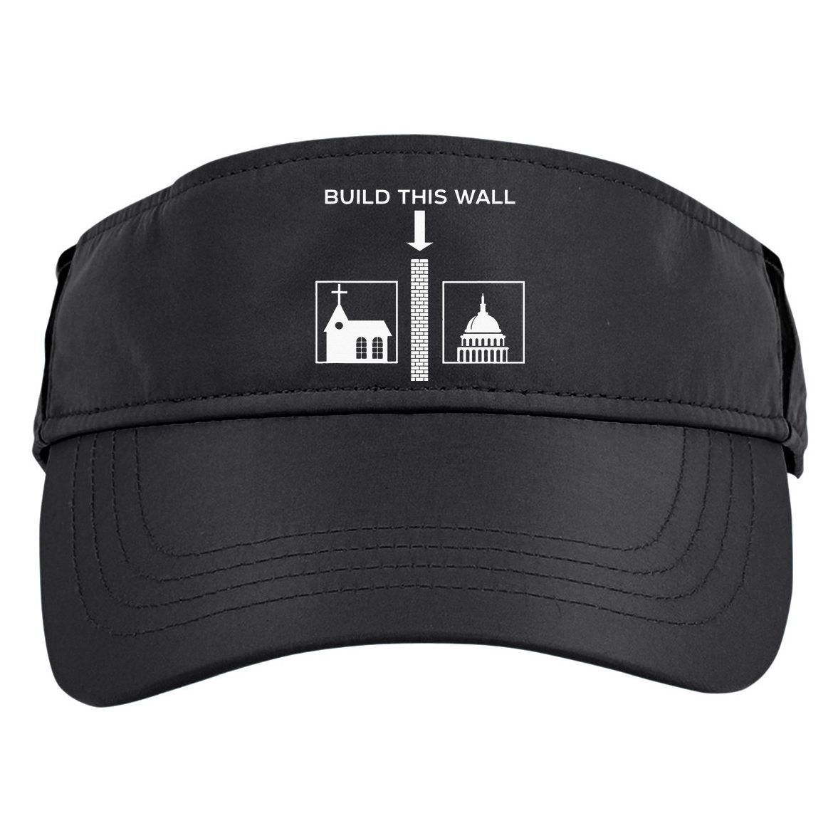 Build This Wall Ironic Separate Church And State Funny Adult Drive Performance Visor