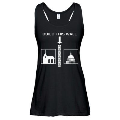 Build This Wall Ironic Separate Church And State Funny Ladies Essential Flowy Tank