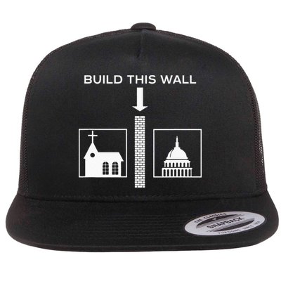 Build This Wall Ironic Separate Church And State Funny Flatbill Hat