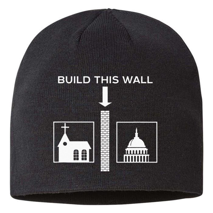 Build This Wall Ironic Separate Church And State Funny Sustainable Beanie