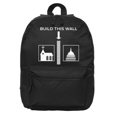Build This Wall Ironic Separate Church And State Funny 16 in Basic Backpack