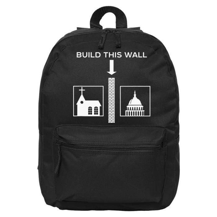 Build This Wall Ironic Separate Church And State Funny 16 in Basic Backpack