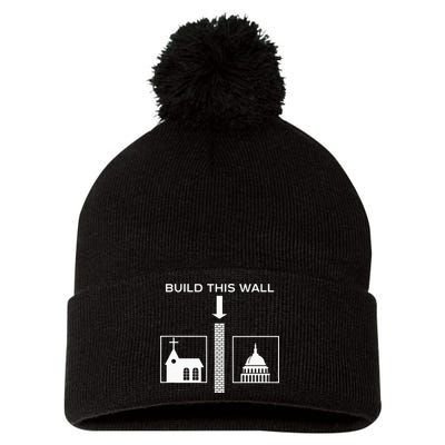 Build This Wall Ironic Separate Church And State Funny Pom Pom 12in Knit Beanie