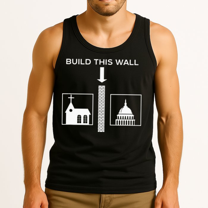 Build This Wall Ironic Separate Church And State Funny Tank Top