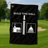 Build This Wall Ironic Separate Church And State Funny Golf Towel