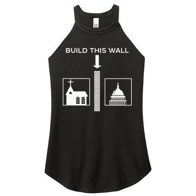 Build This Wall Ironic Separate Church And State Funny Women's Perfect Tri Rocker Tank