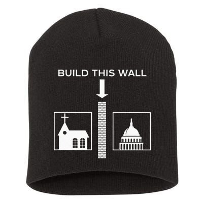 Build This Wall Ironic Separate Church And State Funny Short Acrylic Beanie