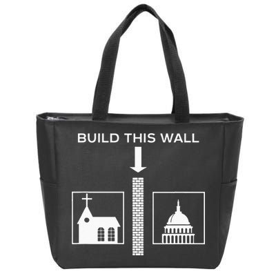Build This Wall Ironic Separate Church And State Funny Zip Tote Bag