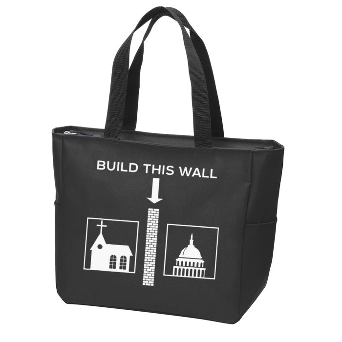 Build This Wall Ironic Separate Church And State Funny Zip Tote Bag