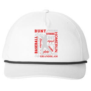 Baseball Typography Word Art Snapback Five-Panel Rope Hat