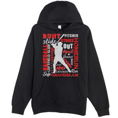Baseball Typography Word Art Premium Pullover Hoodie