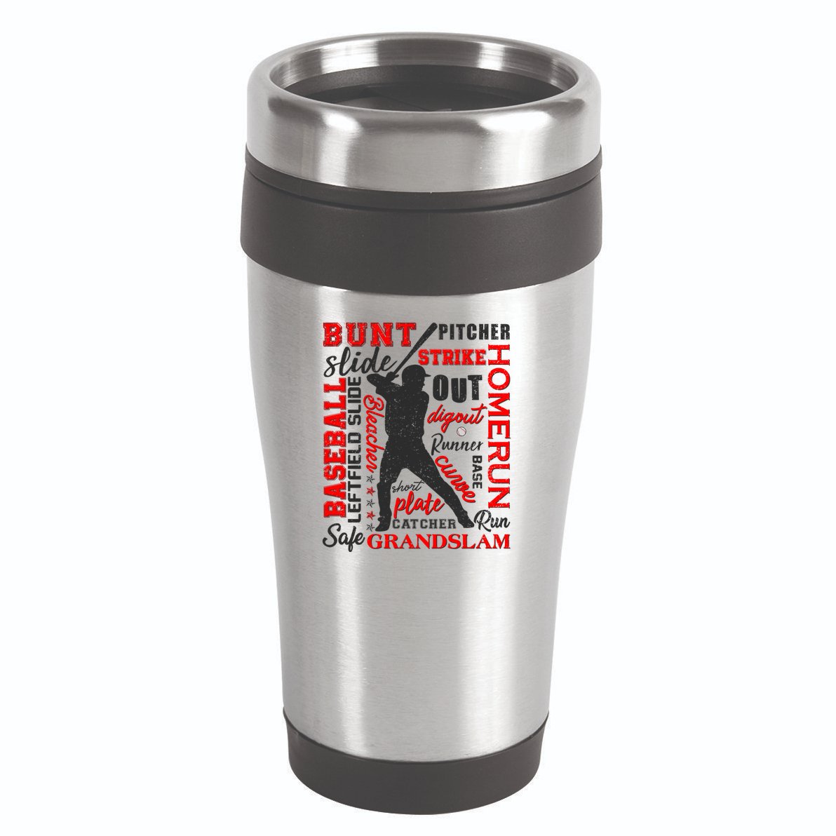 Baseball Typography Word Art 16oz Travel Tumbler