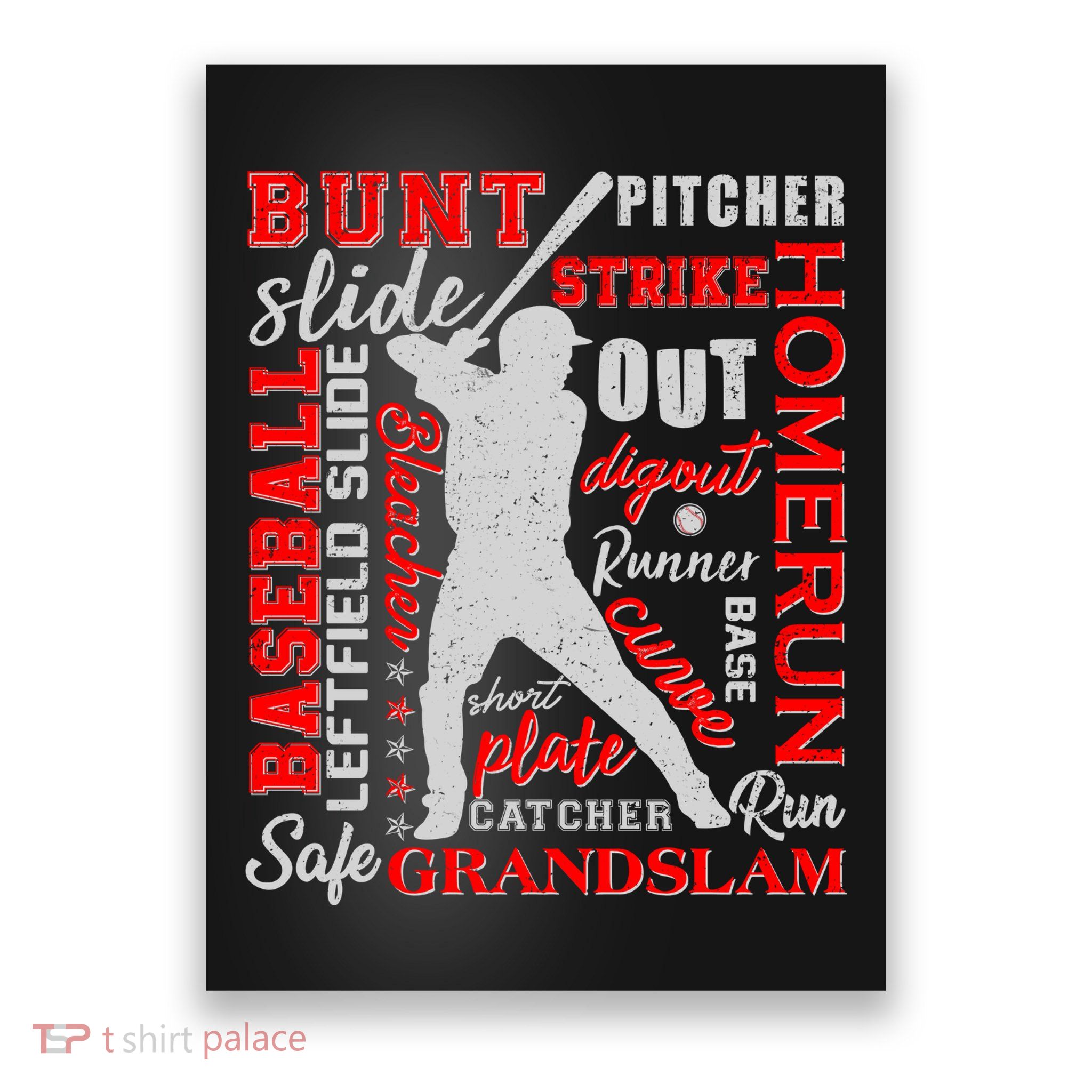 Baseball Typography Word Art Poster