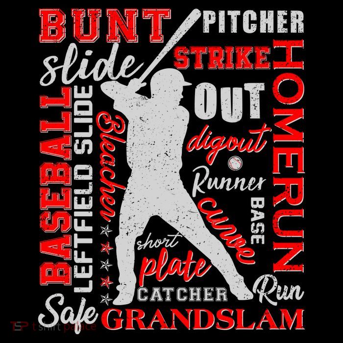 Baseball Typography Word Art Poster