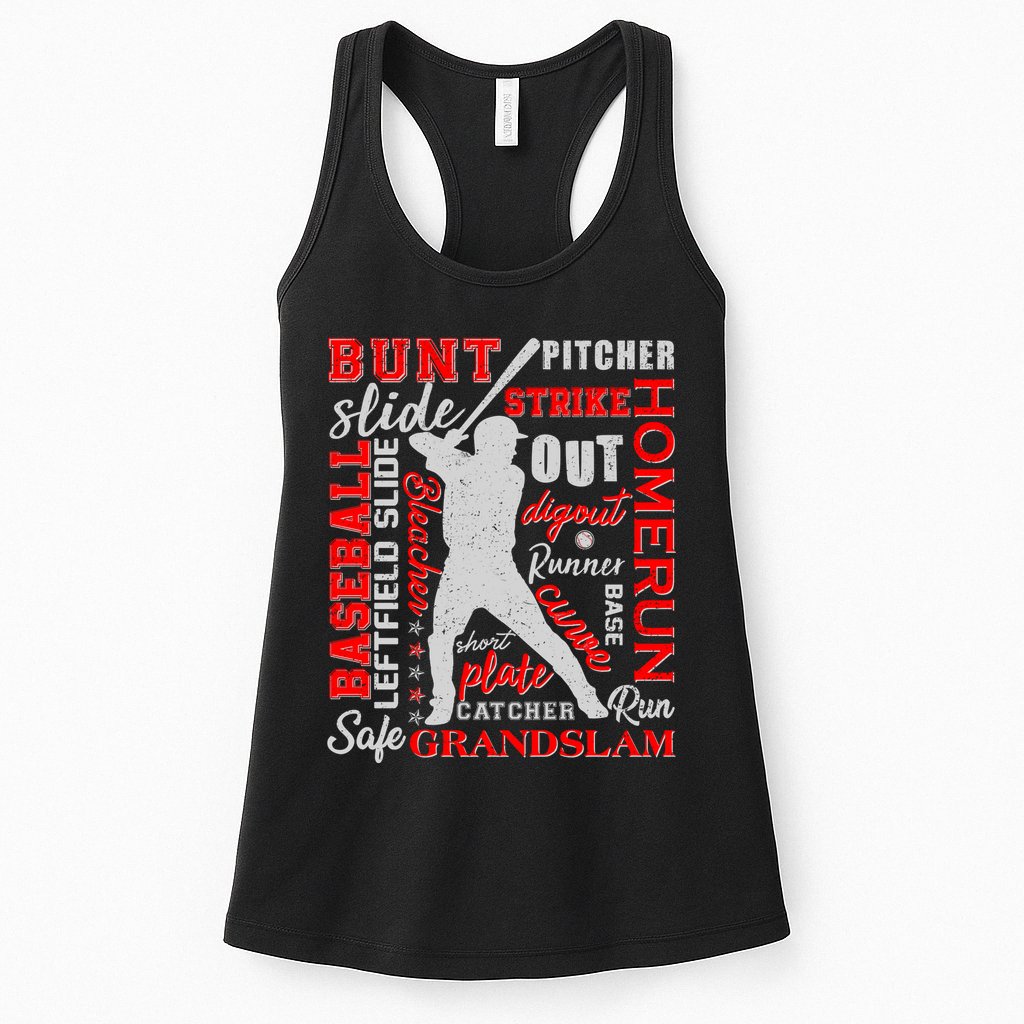 Baseball Typography Word Art Womens Tank Top