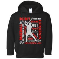Baseball Typography Word Art Toddler Hoodie