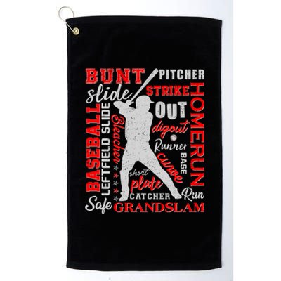 Baseball Typography Word Art Platinum Collection Golf Towel