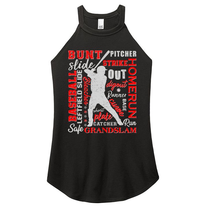 Baseball Typography Word Art Women's Perfect Tri Rocker Tank
