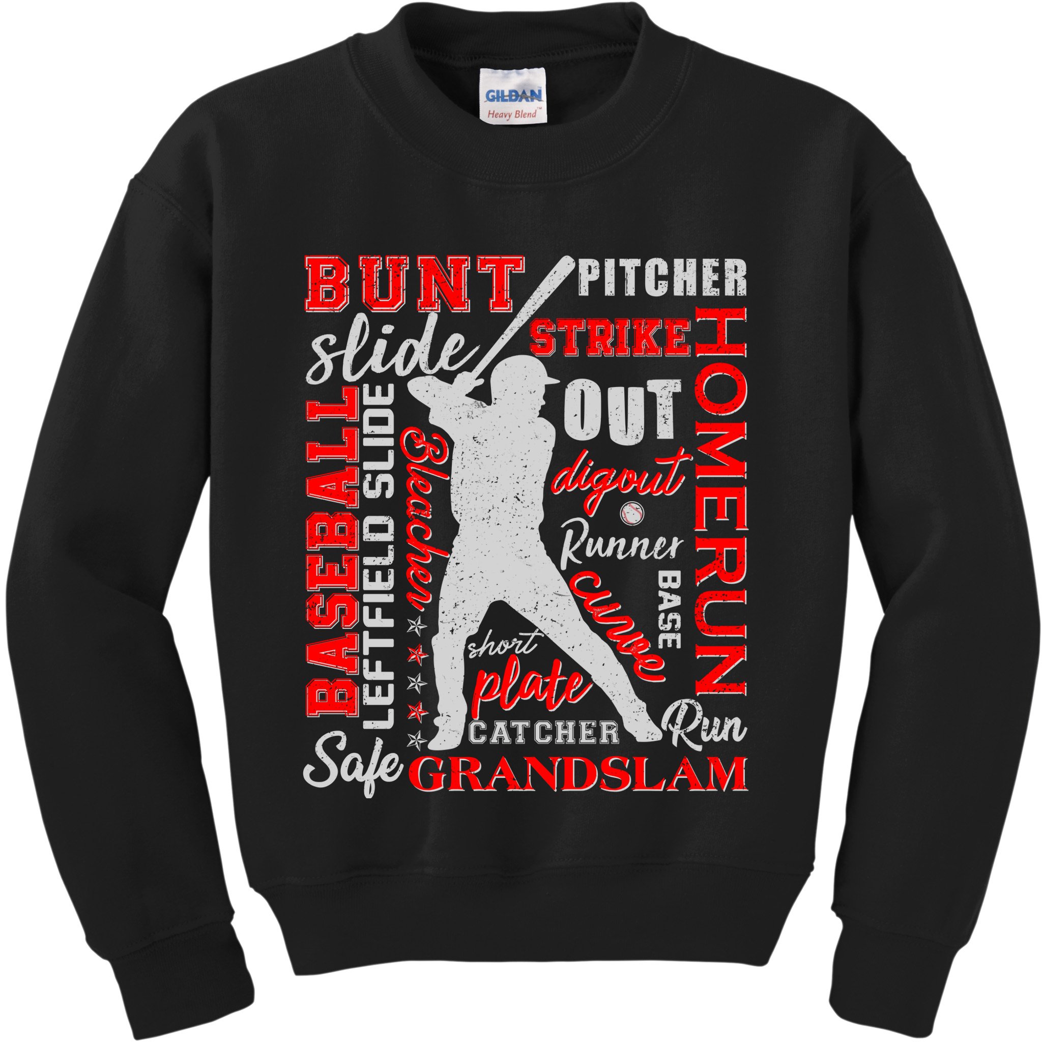 Baseball Typography Word Art Kids Sweatshirt