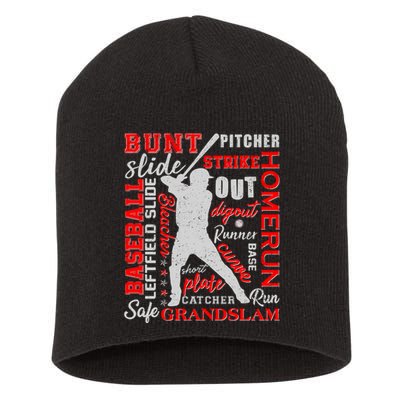 Baseball Typography Word Art Short Acrylic Beanie