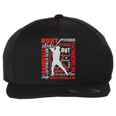 Baseball Typography Word Art Wool Snapback Cap