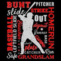Baseball Typography Word Art Full Zip Hoodie