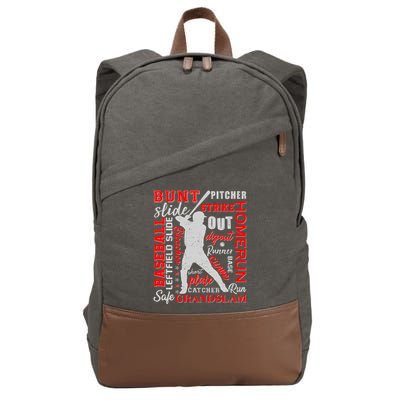 Baseball Typography Word Art Cotton Canvas Backpack