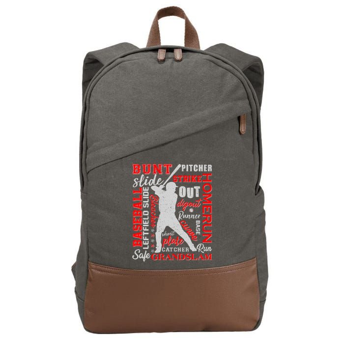 Baseball Typography Word Art Cotton Canvas Backpack