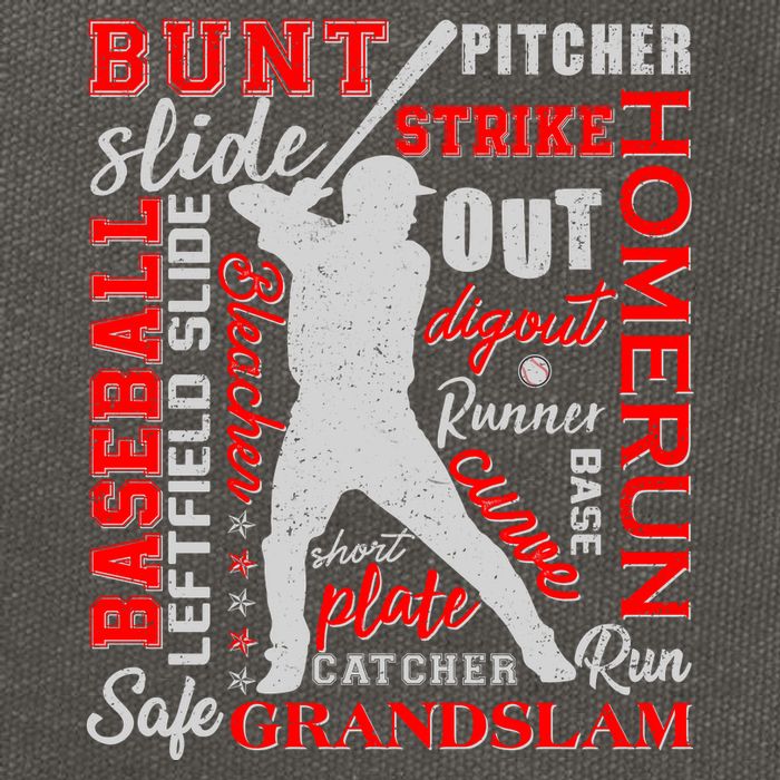 Baseball Typography Word Art Cotton Canvas Backpack