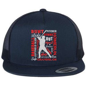 Baseball Typography Word Art Flat Bill Trucker Hat