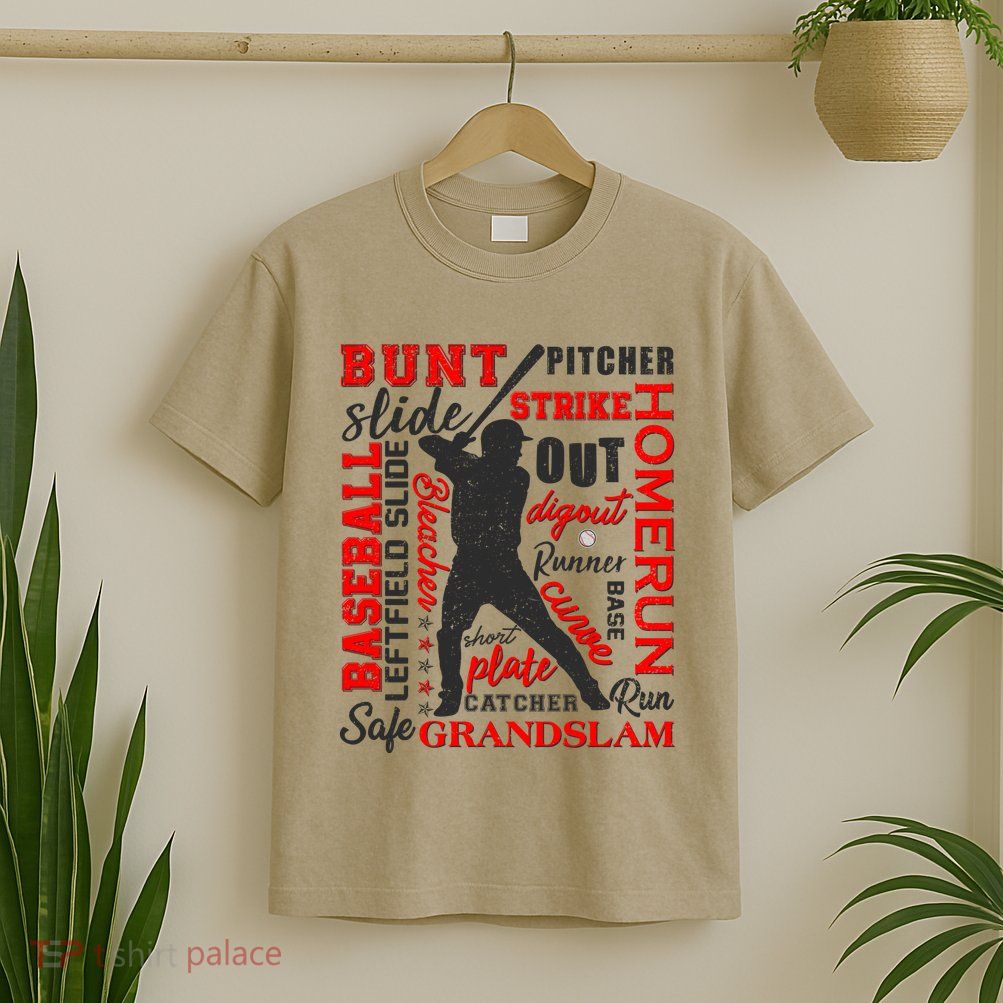 Baseball Typography Word Art T-Shirt