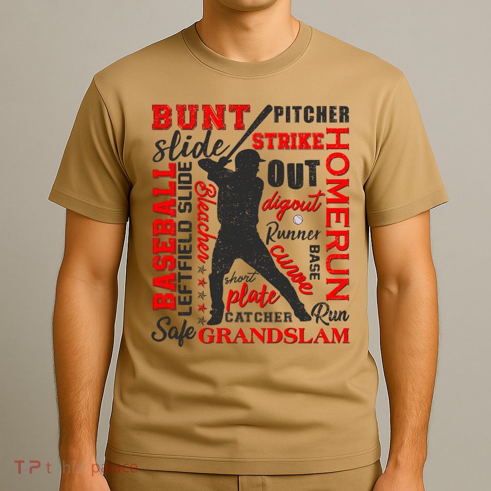 Baseball Typography Word Art T-Shirt