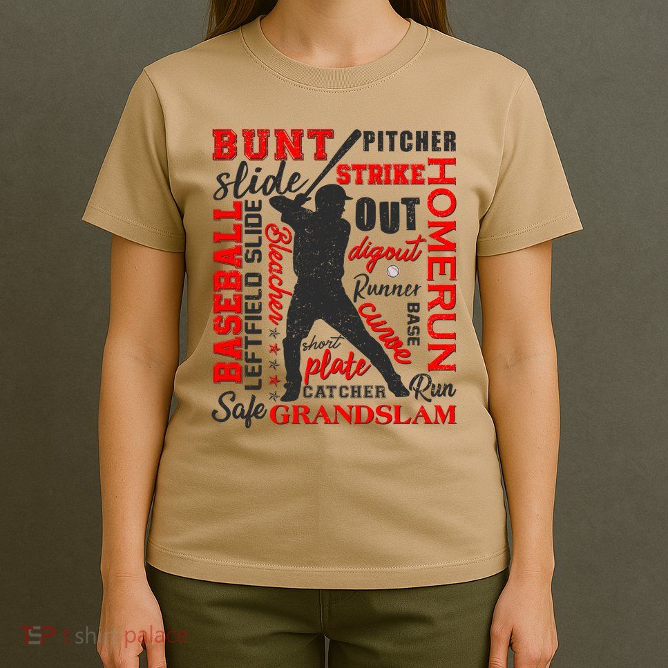 Baseball Typography Word Art T-Shirt