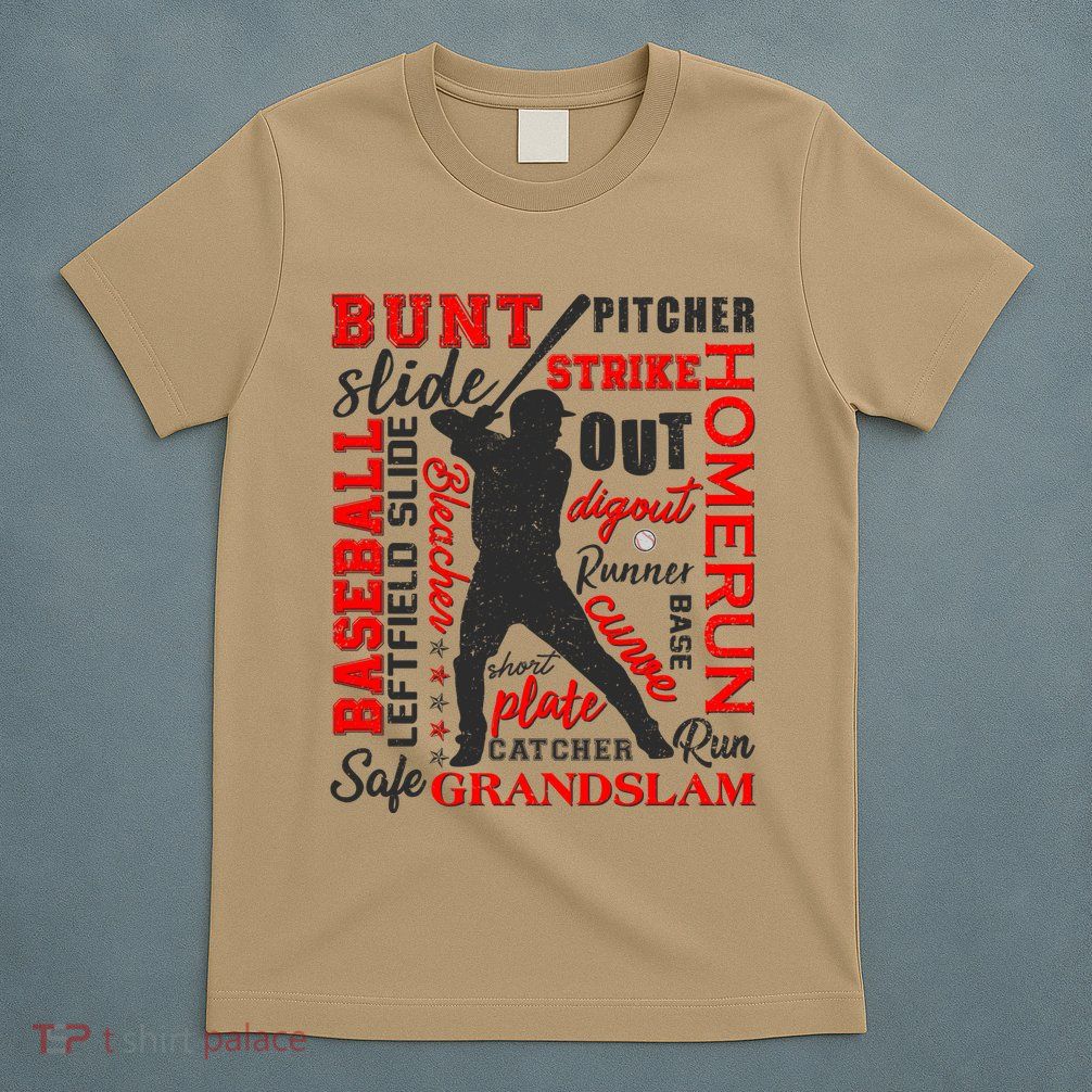 Baseball Typography Word Art T-Shirt