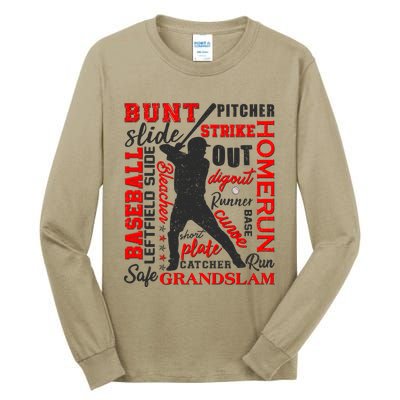 Baseball Typography Word Art Tall Long Sleeve T-Shirt